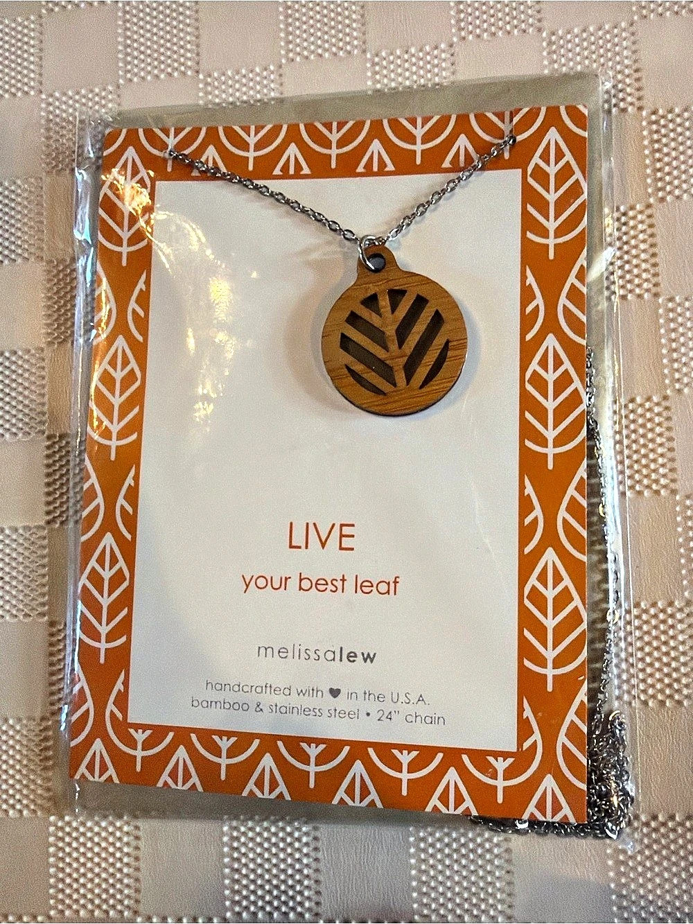 melissalew Live Your Best Leaf Bamboo Leaf Necklace